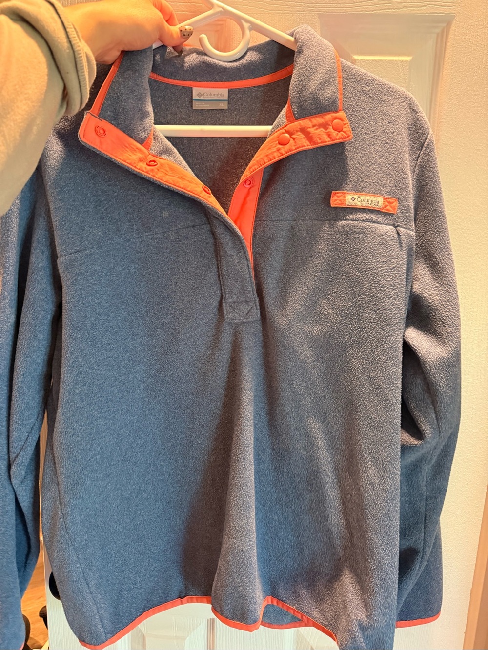 Columbia Men's Zip-Up Fleece - Blue with Coral Trim
